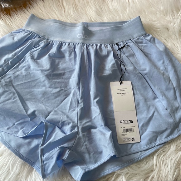 Authentic NWT Alo Match Point Short Skort logo waistband in Seashell Blue S - Picture 4 of 9